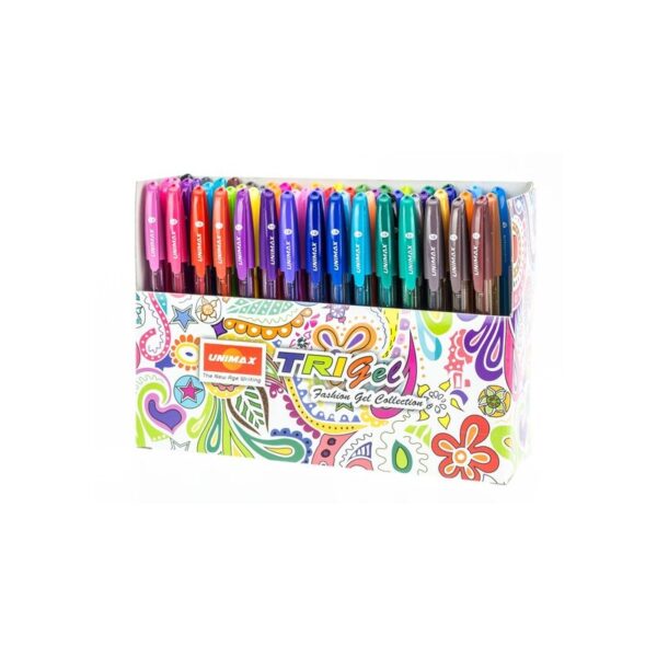 60 Stylos Gel Trigel Fashion - Assortiment de Couleurs Vives et Métalliques - Marque UNIMAX (Pour La Rentrée)