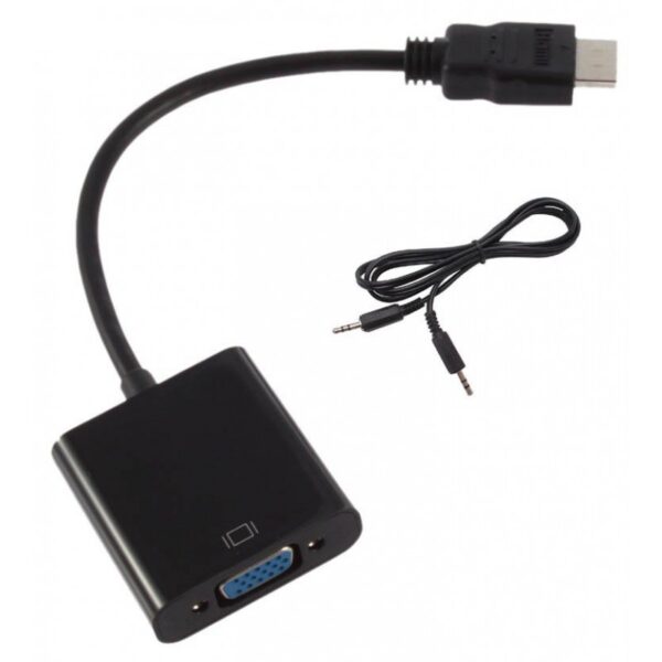 Adaptateur HDMI vers VGA - Convertisseur de signal numérique en signal analogique pour moniteur et projecteur - Connectique plaquée or - Blanc