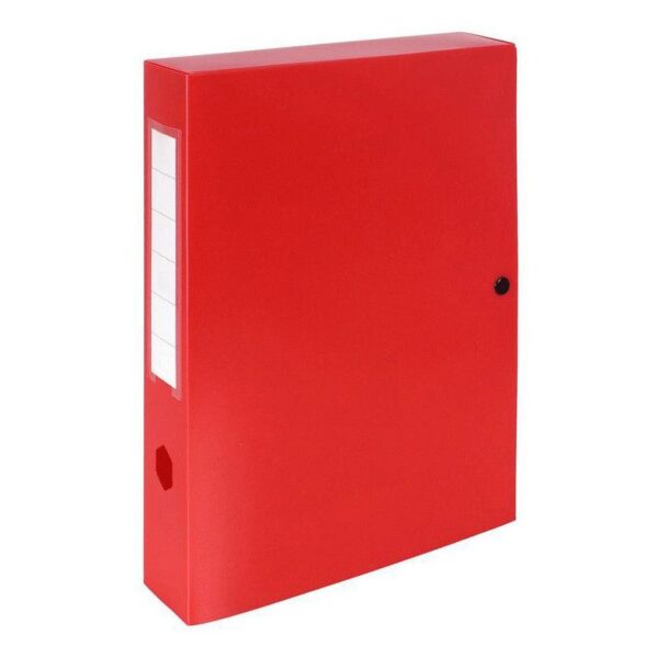 Boite de rangement pression rouge pour classement Exacompta - Dos 60mm A4