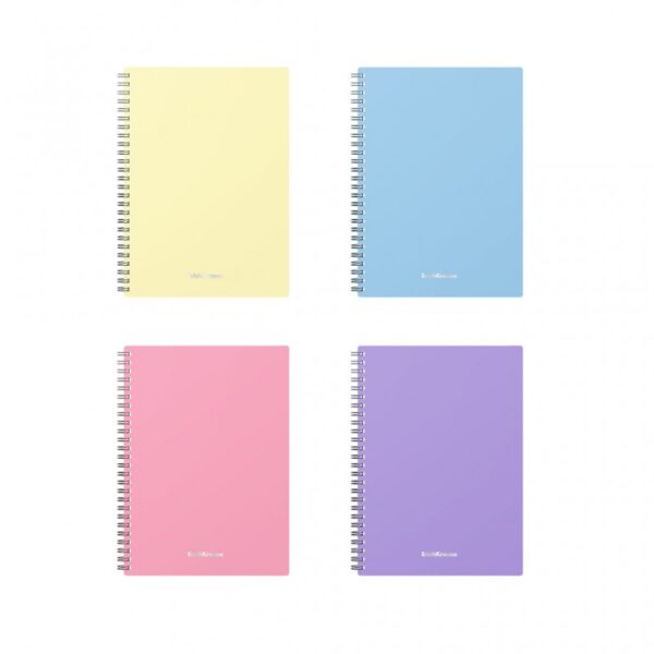 Cahier spirale A4 80 feuilles PP pastel 5/5 - pratique et résistant