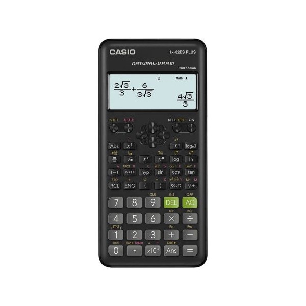 Calculatrice scientifique Casio FX-82ES - Fonctions avancées - Affichage naturel V.P.A.M. - Étui rigide inclus - Pile incluse