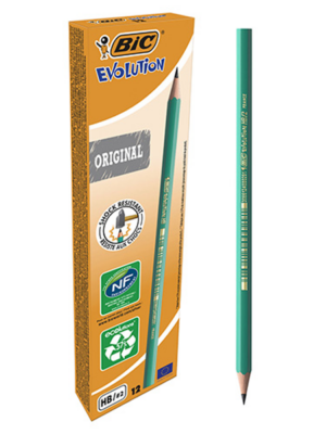 Crayon BIC Evolution 650 - Mine HB et gomme non, idéal pour l'écriture quotidienne