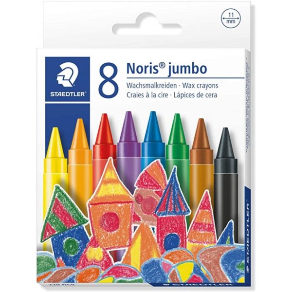 Crayons à la cire vifs en pochette de 8 - Diamètre 8 mm - STEADTLER