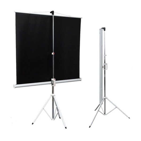 Écran de projection mobile sur trépied en PVC blanc mat de 177cm x 177cm