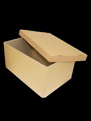 Ensemble de 10 demi-caisses d'emballage avec couvercles 60 x 40 x 30 cm en carton double cannelure - Kraft