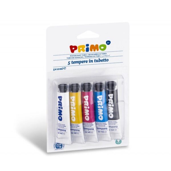 Ensemble de 5 tubes de gouache de 12ml - Couleurs intenses et séchage rapide - Base naturelle - Facile à laver - Sans gluten