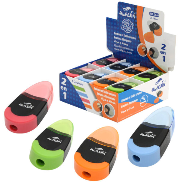 Kit Taille-Crayon et Gomme 2en1 avec réservoir - Pour une Rentrée Scolaire Discount réussie !