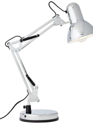 Lampe de bureau Henry - Métal et plastique chromé - Hauteur 50cm - Culot E27 - Puissance 40W