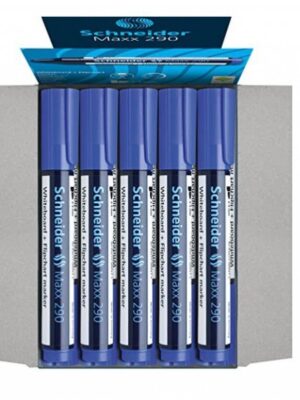 Lot de 10 marqueurs effaçables Schneider Maxx 290 en bleu, adaptés pour tableau blanc et paper board