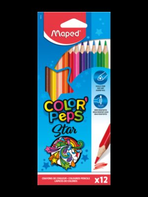 Lot de 12 crayons de couleur vives MAPED, crayons triangulaires en bois pour une prise en main facile - Rentrée discount