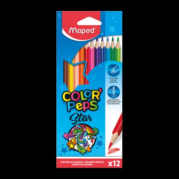 Lot de 12 crayons de couleur vives MAPED, crayons triangulaires en bois pour une prise en main facile - Rentrée discount