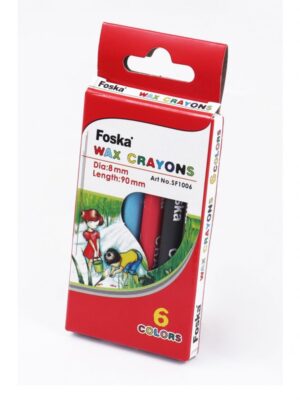 Lot de 6 crayons pastel en cire pour dessin - format pratique PM - Marque FOSKA