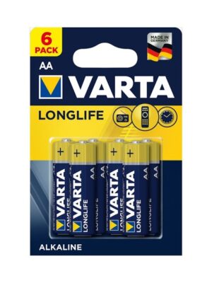 Lot de 6 piles AA Varta LongLife LR06 1.5V - Énergie constante et durable pour les appareils de faible puissance