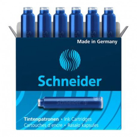 Pack de 6 cartouches d'encre bleue pour stylo Schneider - Recharges de qualité supérieure pour votre écriture