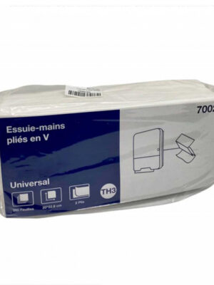 Papier Essuie-mains Pliés en V de Qualité Supérieure pour Hygiène & Entretien - Double Épaisseur et Grande Capacité d'Absorption - Paquet de 200 Feuilles 20 x 22.8 cm