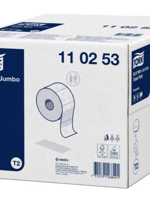 Papier toilette Mini Jumbo doux Premium Tork - 850 feuilles blanches, système T2, gaufrage - Hygiène & Entretien