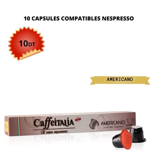 Paquet de 10 capsules Caféitalia compatibles Nespresso - Goût léger, notes subtiles, format allongé pour grande tasse