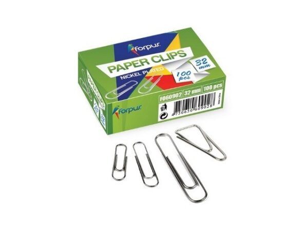 Paquet de 100 trombones en acier de 50mm pour fournitures de bureau