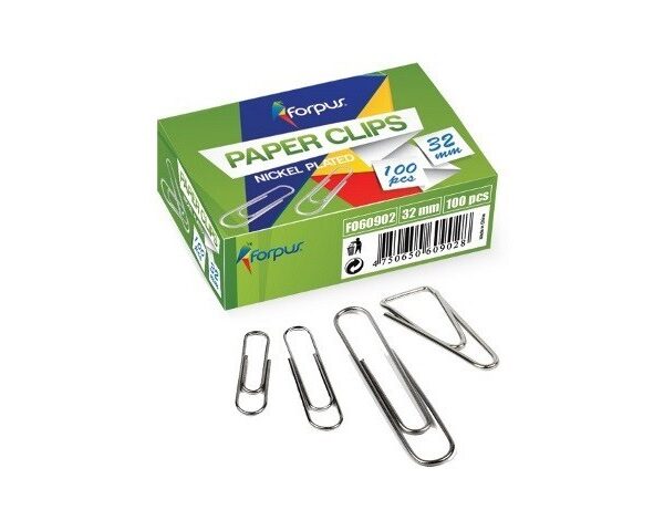 Paquet de 100 trombones en acier de 50mm pour fournitures de bureau