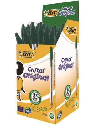 Paquet de 50 Stylos Bic Cristal Medium Vert pour une écriture fluide et ergonomique