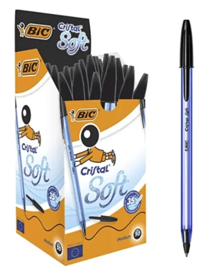 Paquet de 50 stylos Cristal Soft noir - Meilleur prix en Tunisie | Qalam Tunisie