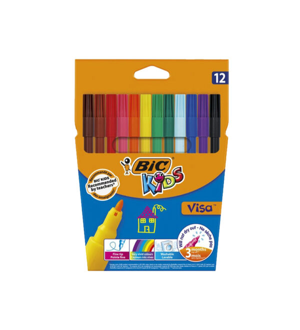 Pochette de 12 feutres coloriage BIC KIDS VISA 880 pour les enfants créatifs