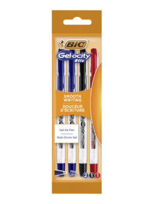 Pochette de 4 Stylos Gel Gelocity de Bic - Couleurs Classiques