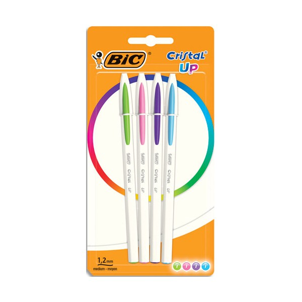 Pochette de 4 stylos Cristal Up Fun pour une belle écriture fluide - BIC