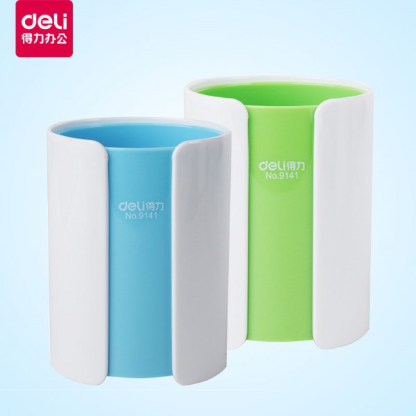 Pot à Stylos en PP Cylindre Deli E9141 - Durable et Léger, Surface Lisse - Assortiment de Couleurs - Idéal pour Bureau et Maison