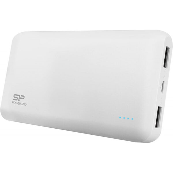 Power Bank Silicon S150 15000 mAh Blanc - Rechargez vos appareils en toute sécurité avec cette banque d'alimentation économique à double sortie