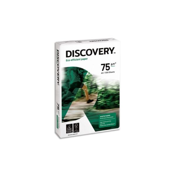 Rame Papier Blanc A3 75g DISCOVERY - Compatible Tous Types d'Impression - 500 Feuilles/Paquet