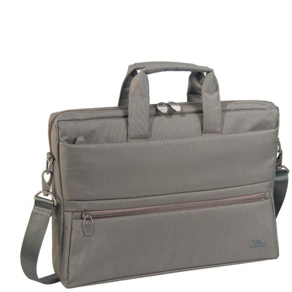 Sacoche pour PC portable RIVACASE 8630 15,6" en polyester imperméable avec multiples poches et fermeture à double curseurs - Gris