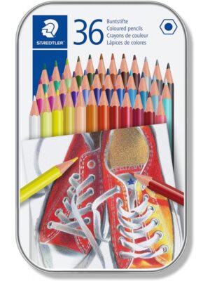 Set de 36 crayons de couleur métalliques hexagonaux de marque STAEDTLER pour coloriage et dessin