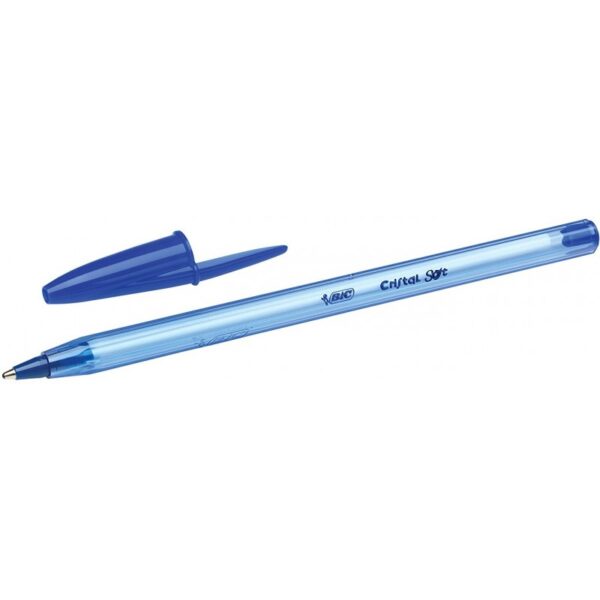 Stylo BIC Cristal Soft Bleu à Encre Douce, Pointe Moyenne 1.2mm