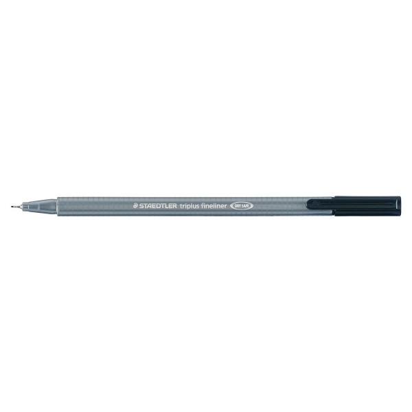 Stylo Feutre Triplus Broadliner Noir - Épaisseur de Trait 0,8mm - Forme Triangulaire Ergonomique - Encre à Base d'Eau - Pour une Écriture Facile et Détendue