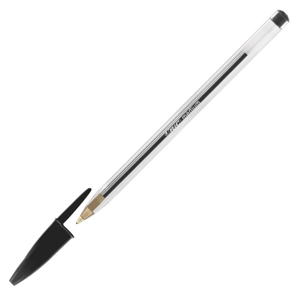 Stylo à bille Cristal Medium noir de qualité supérieure - parfait pour une utilisation quotidienne!