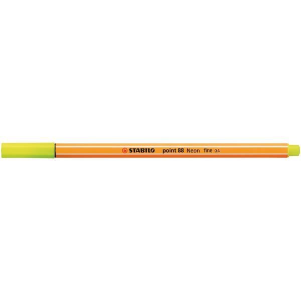 Stylo feutre STABILO Point 88 Neon Jaune - Pointe Fine 0,4 mm pour écriture précise et graphiques parfaits