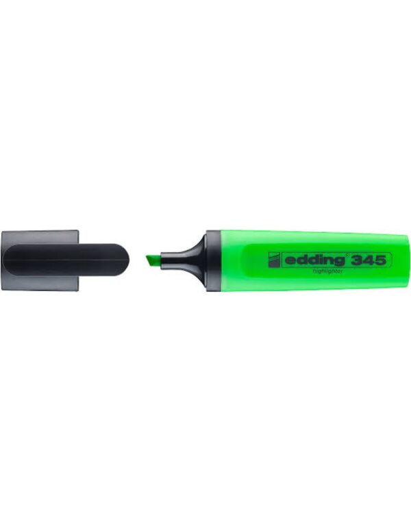 Surligneur fluo Edding 345 vert à pointe biseautée 2-5 mm avec capuchon de protection