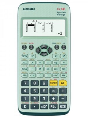 Calculatrice scientifique Casio FX-92 spéciale collège pour résoudre des équations linéaires et statistiques à deux variables, avec écran LCD haute résolution de 5 lignes et génération de codes QR