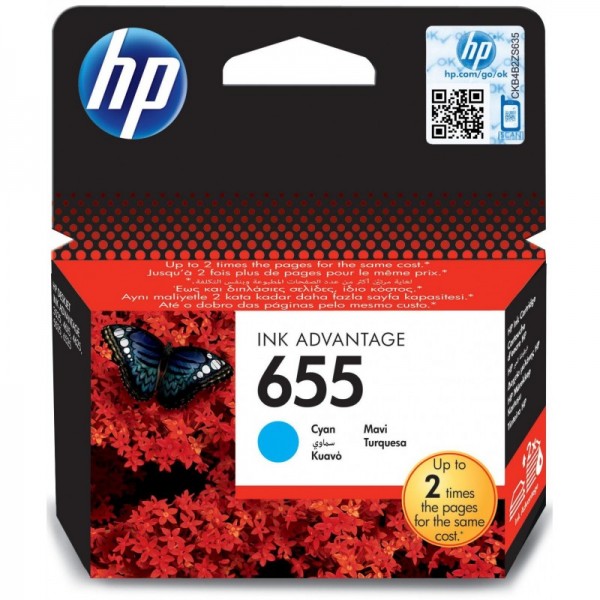 Cartouche d'encre HP 655 Cyan originale pour une impression fidèle et éclatante - Compatible avec HP Deskjet [Modèles] - Achetez chez Qalam Tunisie les meilleurs prix en Tunisie