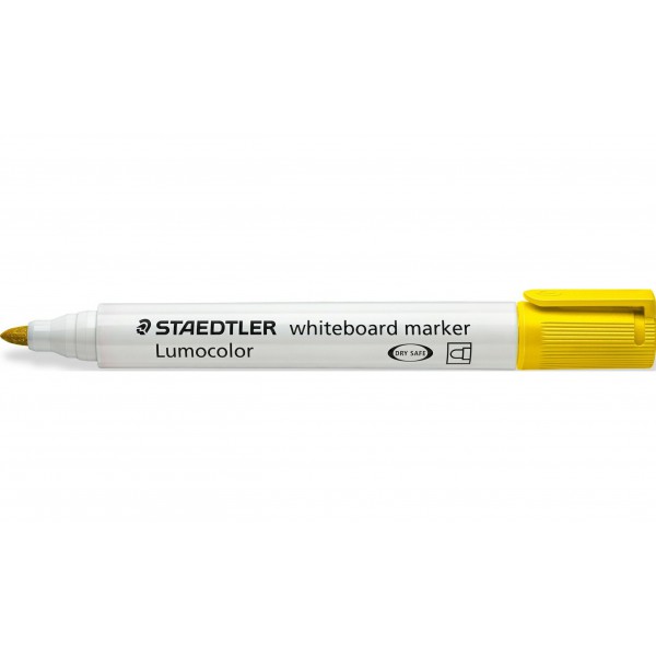 Marqueur effaçable Lumocolor ogive jaune pour tableau blanc - largeur de ligne variable - encre qui ne sèche pas sur la pointe - séchage rapide et faible odeur