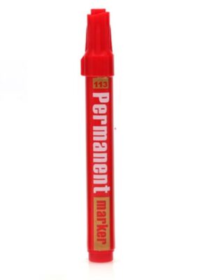 Marqueur Permanent Rouge GIXIN G113 - Pointe biseautée 5mm - Pour métal, plastique, verre et bois - Séchage rapide - Faible odeur