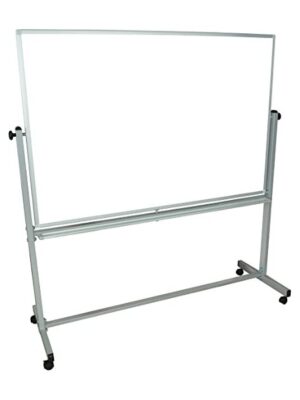 Tableau Blanc Double Face Pivotant 120x240 avec Support Mobile et Accessoires - Idéal pour Affichage et Communication