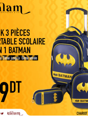 Pack 3 Pieces Cartable scolaire d'école primaire pour Garçon 2ème jusqu’au 6ème