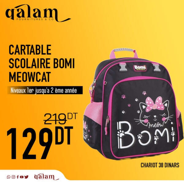 Cartable scolaire Bomi MEOWCAT d’école primaire pour Fille 1er jusqu’au 2ème