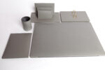 Pack Garniture de bureau : Ensemble De Bureau En Simili cuir 5 Pièces – Couleur Gris Clair