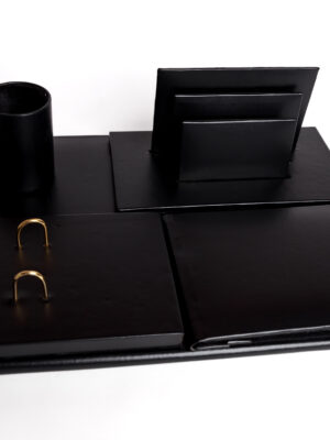 Garniture de bureau en simili cuir noir39