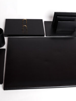 Pack Garniture de bureau : Ensemble De Bureau En Simili cuir 5 Pièces – Couleur Noir