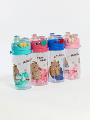 Bouteille d'eau pour Enfant : Gourde Anti-Fuite en Rose , Vert et Bleu