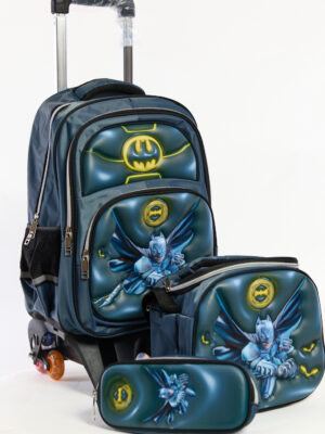 Pack 3 Pieces Cartable scolaire d'école primaire Batman pour Garçon 3ème jusqu’au 6ème